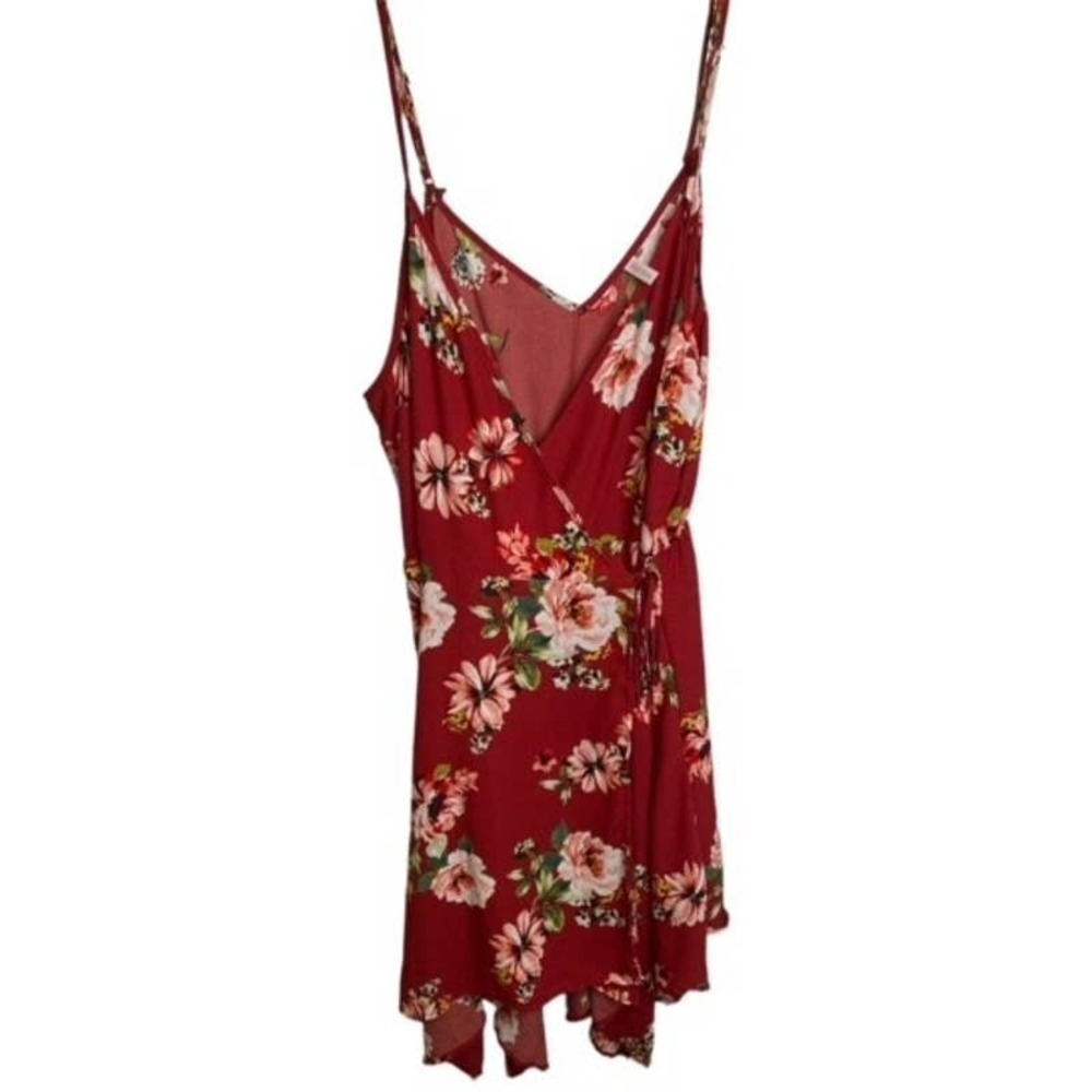 Xhilaration floral print wrap dress Sz Large handkerchief hem NWOTs